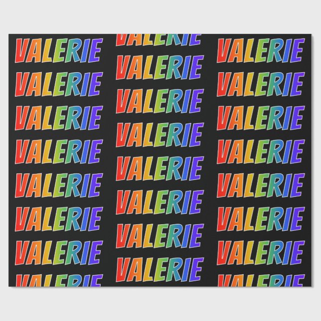Rainbow First Namn ’VALERIE’; Roligt & färgstark Presentpapper (Platt)