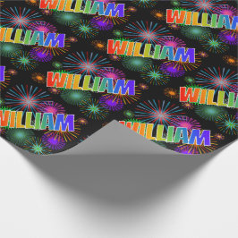 Rainbow First Namn "WILLIAM" + Fireworks Presentpapper