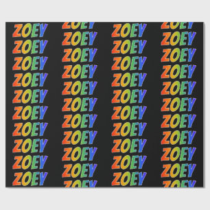 Rainbow First Namn ’ZOEY’; Roligt & färgstark Presentpapper