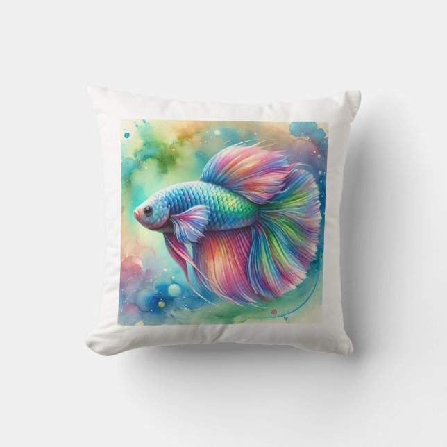 Rainbow Fish 040924AREF114 - Watercolor Kudde (Framsida)
