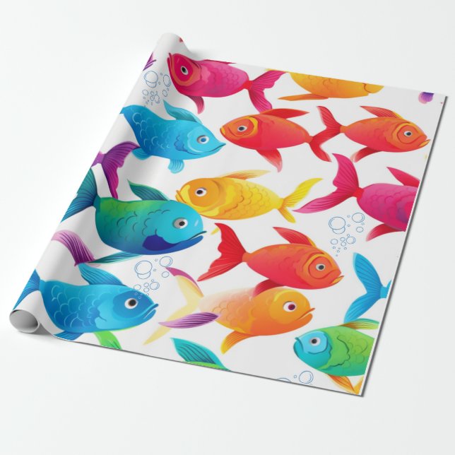 Rainbow Fish Frenzy Presentpapper (Utrullad)