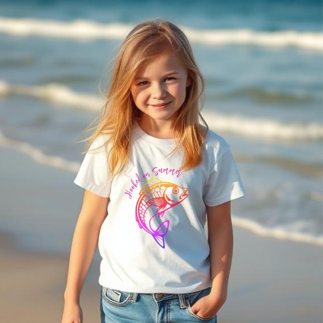 Rainbow Fish-Hooking på sommaren T Shirt (Rainbow fish Hooked on Summer Kid)