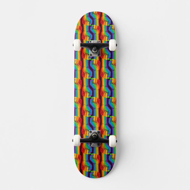Rainbow Fist Mönster Mini Skateboard Bräda 18,5 Cm (Framsida)
