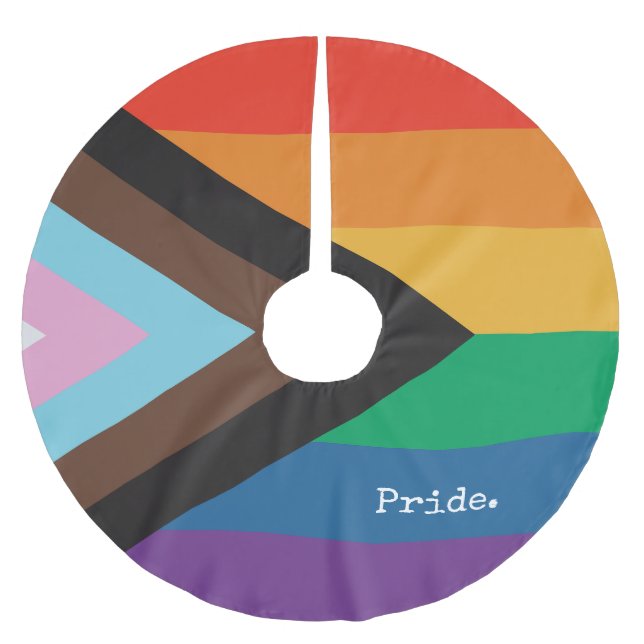 Rainbow Flag - LGBTQIA - Personalize - Tree Skirt Julgransmatta Borstad Polyester (Framsidan)