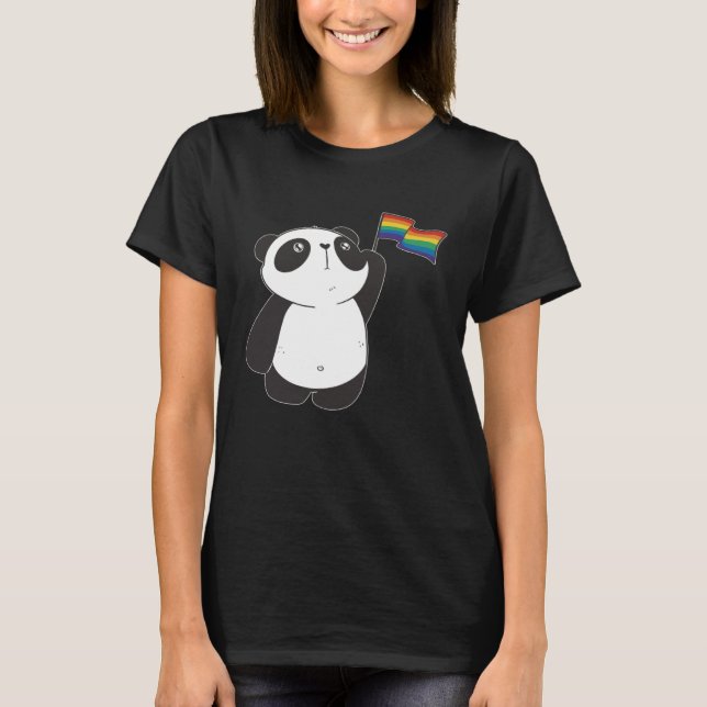 Rainbow Flag Panda Cute Pansexual LGBTQ Gay Pride  T Shirt (Framsida)