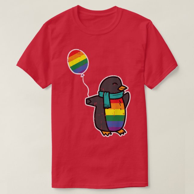 Rainbow Flag Penguin Cute Gay Pride Ally LGBTQ Mon T Shirt (Design framsida)