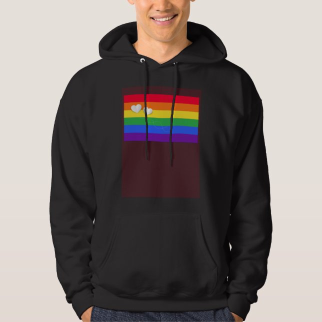 Rainbow Flag Pocket Little Hearts LGBT Gay transge Hoodie (Framsida)