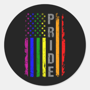 Rainbow Flagga American LGBT Pride Month LGBTQ US Runt Klistermärke
