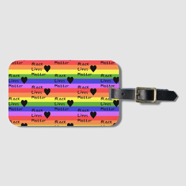 Rainbow Flagga Black Lives Matter Text LGBTQ Bagagebricka (Framsida horisontal)