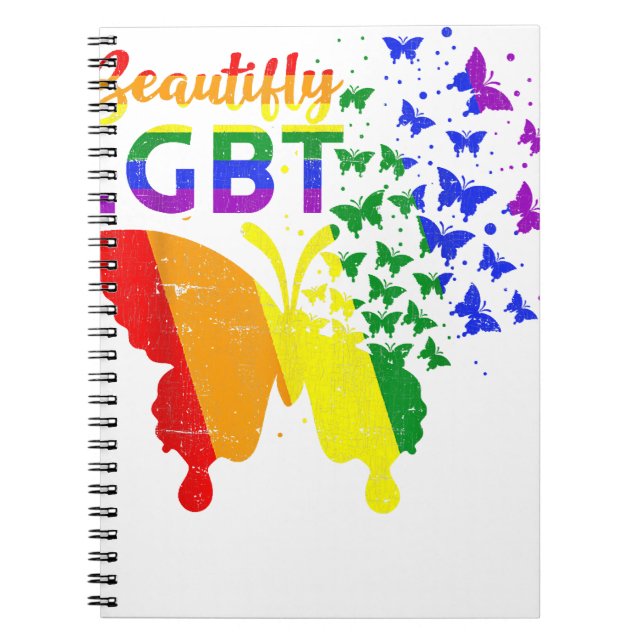 Rainbow Flagga Butterfly LGBT Anteckningsbok (Framsidan)