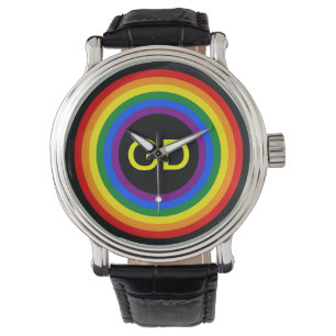 RAINBOW FLAGGA BUTTON + ditt tecken eller monogram Armbandsur