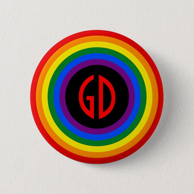 RAINBOW FLAGGA BUTTON + ditt tecken eller monogram Knapp (Framsida)