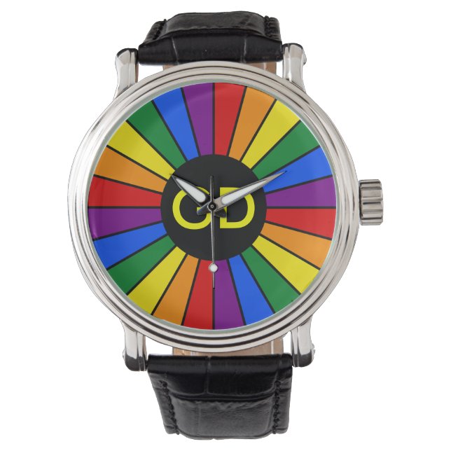 RAINBOW FLAGGA BUTTON RAYS + ditt tecken eller mon Armbandsur (Framsida)