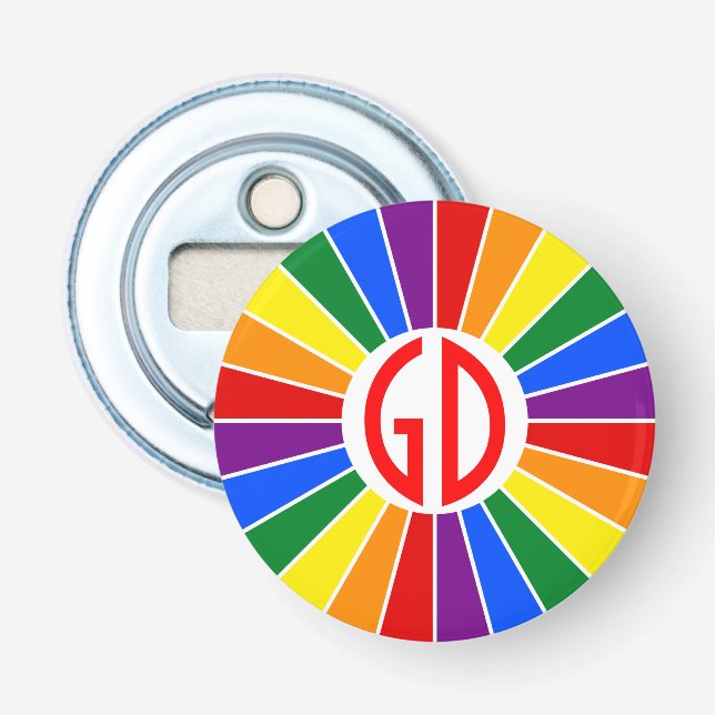RAINBOW FLAGGA BUTTON RAYS + ditt tecken eller mon Flasköppnare (Framsidan)