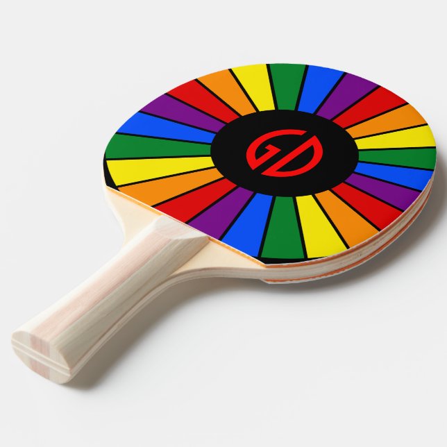 RAINBOW FLAGGA BUTTON RAYS + ditt tecken eller mon Pingisracket (Frontvinkel)