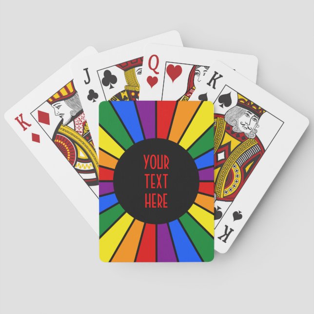 RAINBOW FLAGGA BUTTON RAYS + tecken eller text Casinokort (Baksidan)
