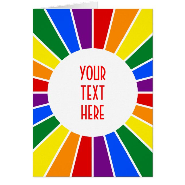 RAINBOW FLAGGA BUTTON RAYS + tecken eller text Hälsningskort (Framsidan)
