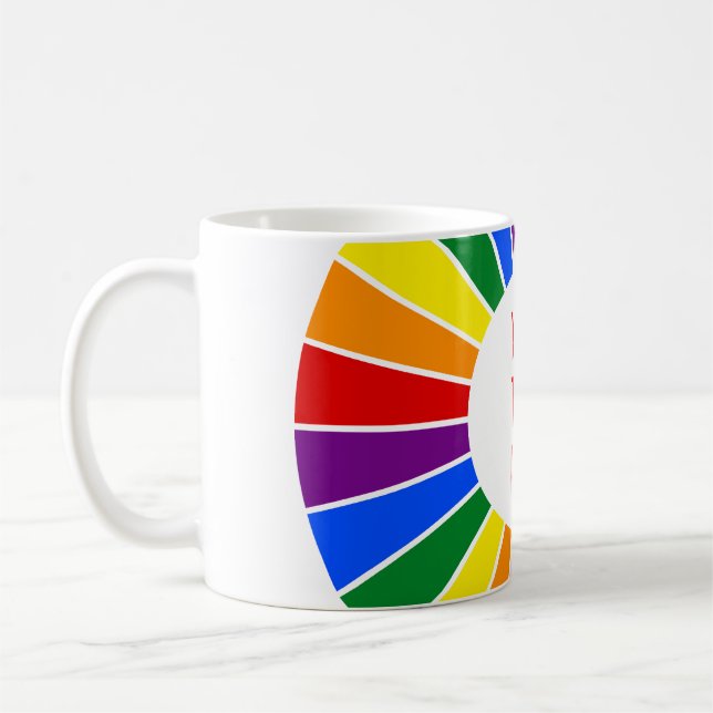 RAINBOW FLAGGA BUTTON RAYS + tecken eller text Kaffemugg (Vänster)