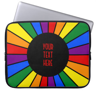 RAINBOW FLAGGA BUTTON RAYS + tecken eller text Laptop Sleeve