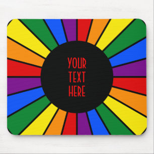 RAINBOW FLAGGA BUTTON RAYS + tecken eller text Musmatta