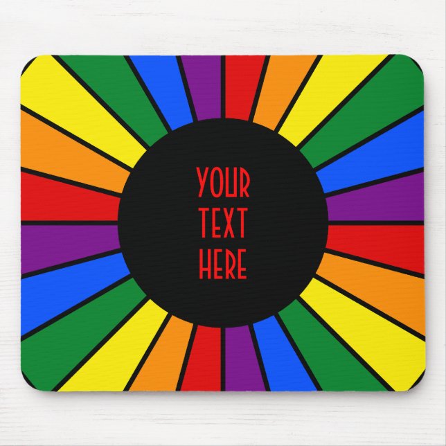 RAINBOW FLAGGA BUTTON RAYS + tecken eller text Musmatta (Framsidan)