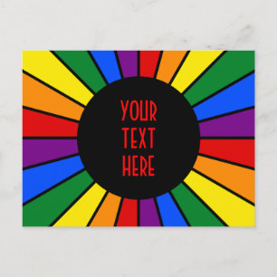 RAINBOW FLAGGA BUTTON RAYS + tecken eller text Vykort