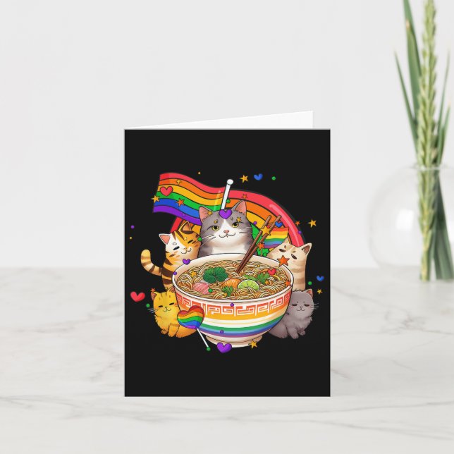 Rainbow Flagga Cats Ramen Anime Gay pride Month Lg Kort (Framsida)