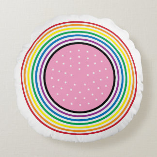 Rainbow Flagga Circle Pillow - USA flagga Inspired Rund Kudde