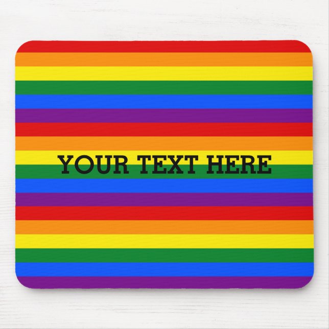 RAINBOW FLAGGA FÄRG + din text Musmatta (Framsidan)