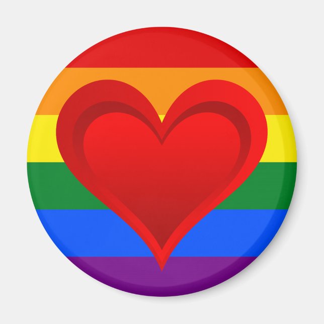 RAINBOW FLAGGA FÄRG och hjärta + dina idéer Magnet (Framsidan)