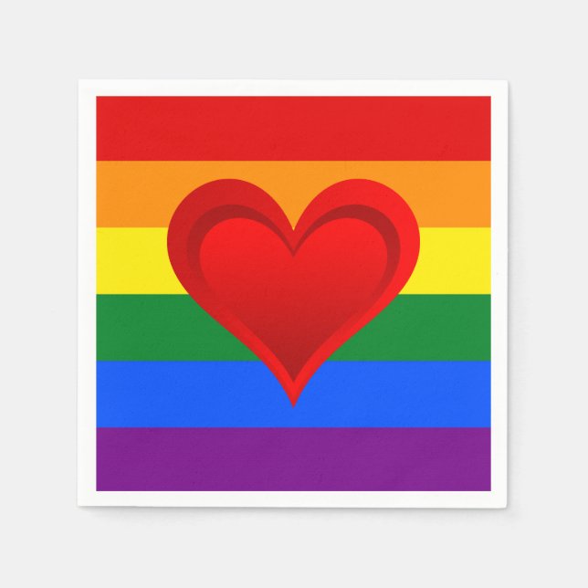 RAINBOW FLAGGA FÄRG och hjärta + dina idéer Pappersservett (Framsidan)