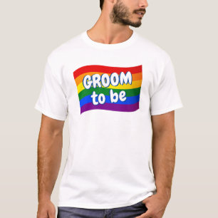 Rainbow Flagga Gay Groom ska bli Gay-äktenskap HGB T Shirt