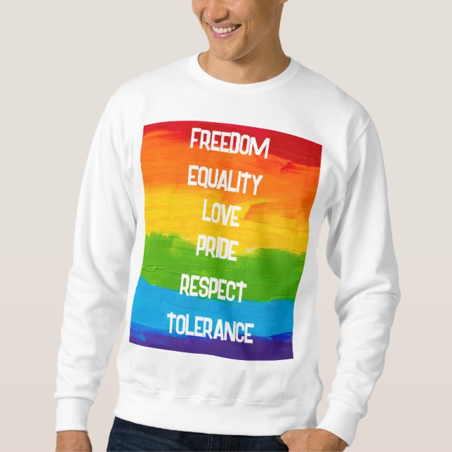 Rainbow Flagga Gay Lesbisk LGBT Lång Ärmad Tröja (Framsida)