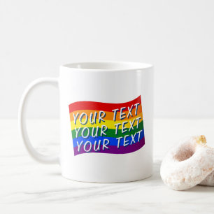Rainbow Flagga Gay pride anpassningsbar text upp t Kaffemugg