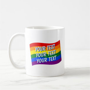 Rainbow Flagga Gay pride anpassningsbar text upp t Kaffemugg