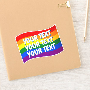 Rainbow Flagga Gay pride anpassningsbar text upp t Klistermärken