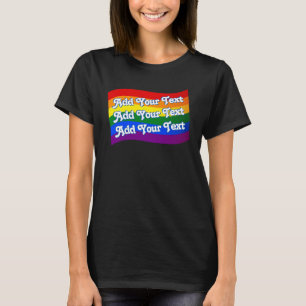 Rainbow Flagga Gay pride anpassningsbar text upp t Shirt