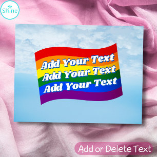 Rainbow Flagga Gay pride anpassningsbar text upp t Vykort