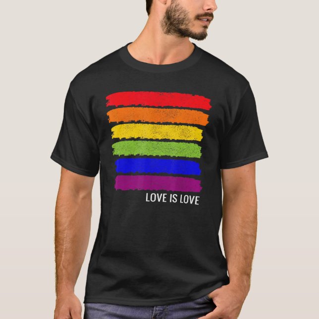 Rainbow Flagga Gay pride HBT Distress Vin T Shirt (Framsida)