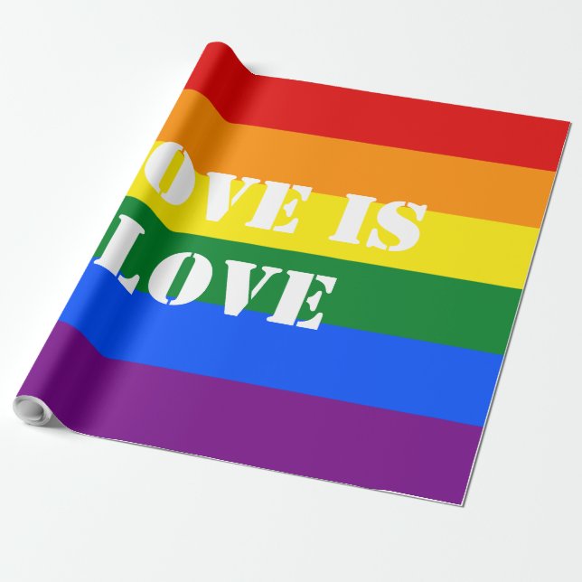 Rainbow Flagga Gay pride LGBTQ Kärlek är Kärlek Presentpapper (Utrullad)