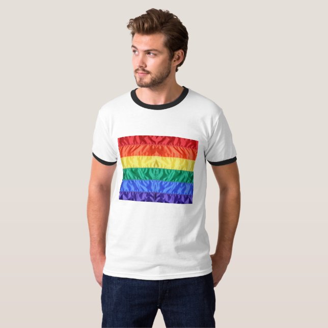 Rainbow Flagga Gay pride LGBTQ LGBT kärlek är kärl T Shirt (Hel framsida)