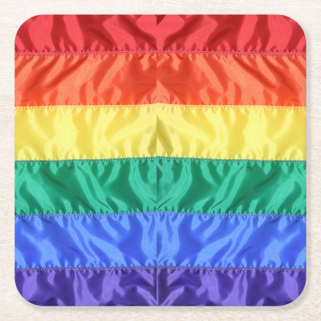 Rainbow Flagga Gay pride LGBTQ LGBT kärlek är kärl Underlägg Papper Kvadrat (Framsidan)