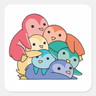 Rainbow Flagga Gay pride Lgbtq Penguin Cute Pengui Fyrkantigt Klistermärke