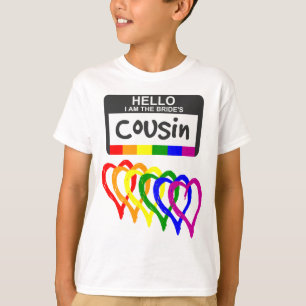 Rainbow Flagga Hearts Bride Cousin Namn Badge T Shirt