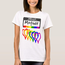 Rainbow Flagga Hearts Bride Mor Namn Badge T Shirt