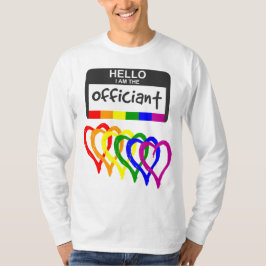Rainbow Flagga Hearts Bröllop Tjänsteman Namn Badg T Shirt