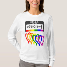 Rainbow Flagga Hearts Bröllop Tjänsteman Namn Badg T Shirt