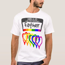 Rainbow Flagga Hearts Groom Far Namn T Shirt