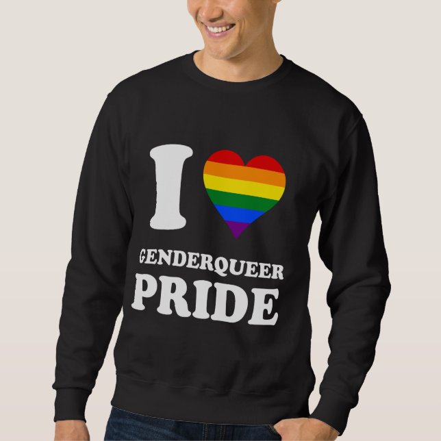Rainbow Flagga I Kärlek Genderqueer Pride Lång Ärmad Tröja (Framsida)