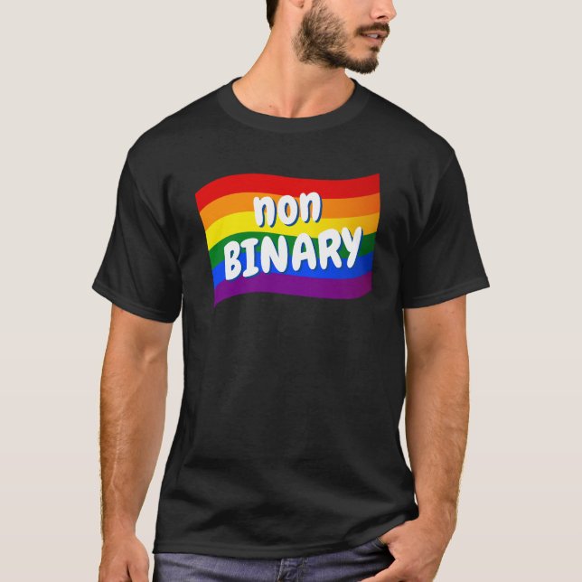 Rainbow Flagga Icke-binärt icke-binärt HBT-HBT-pri T Shirt (Framsida)